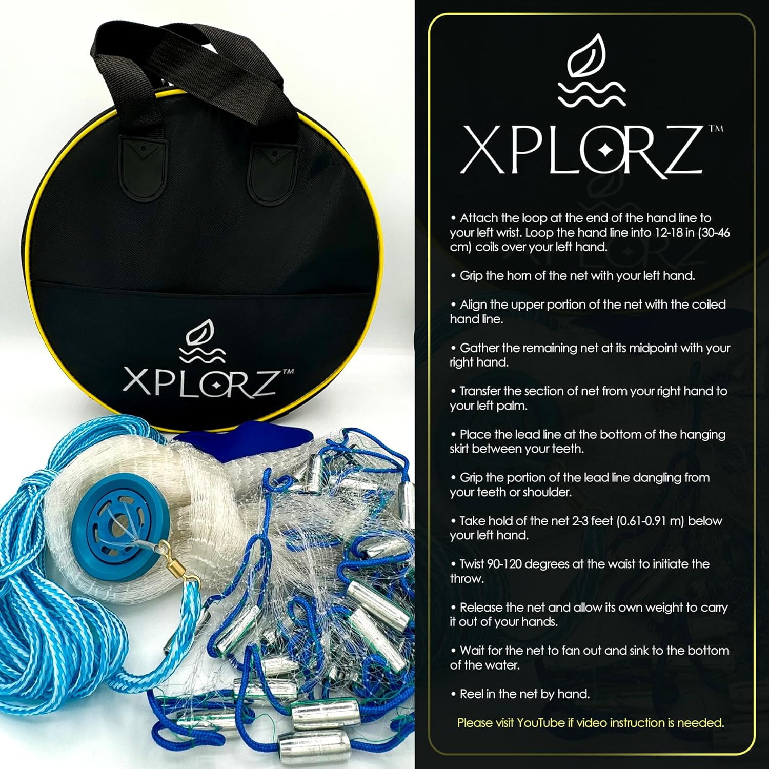 Cast Fishing Nets: 4ft/ 6ft/ 8ft Sizes for Saltwater & Freshwater Fishing - Enhanced with Heavy-Duty Zinc Sinker Weights - Image 7